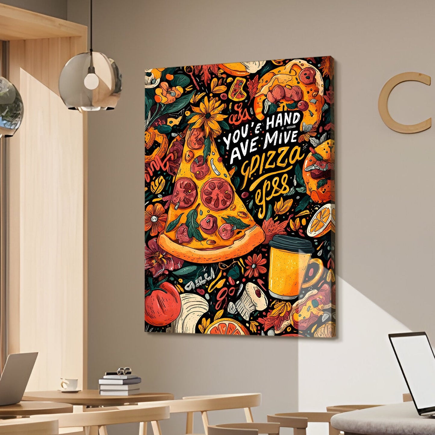 Funky Pop Art Pizza Wall Art – Colorful Food Poster Canvas