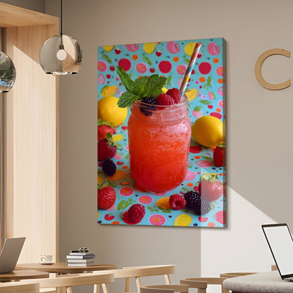Fruity Summer Drink Canvas Wall Art for Kitchen & Café Décor