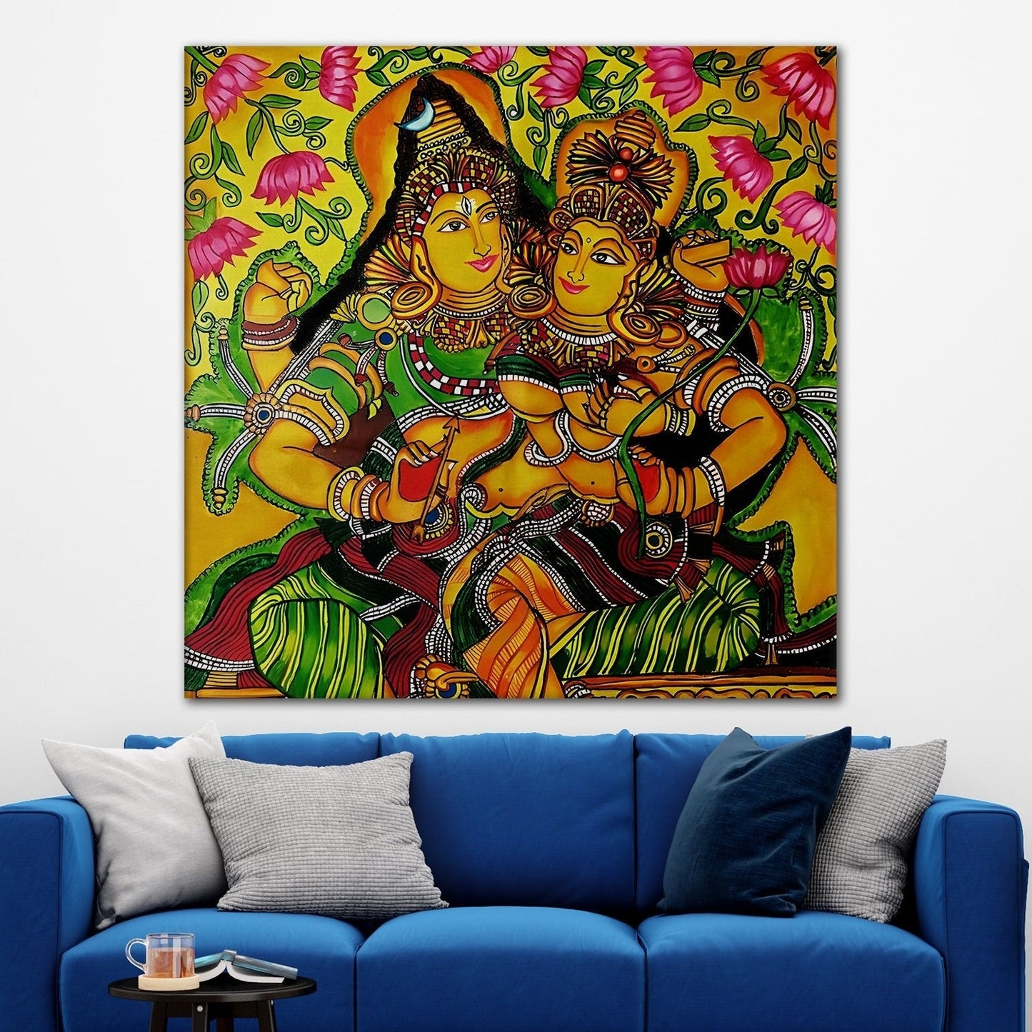 Traditional Kerala Mural Art Canvas Painting for Elegant Décor