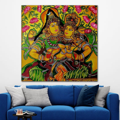 Traditional Kerala Mural Art Canvas Painting for Elegant Décor