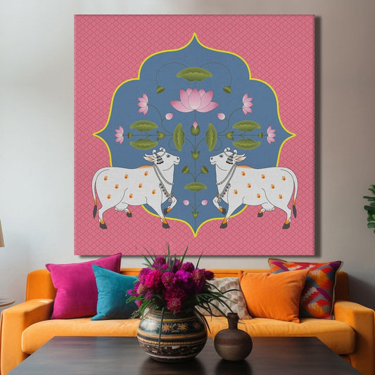 Indian Traditional Pichwai Canvas Wall Art Painting for Home Decor