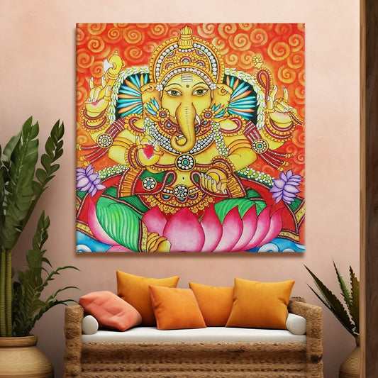 Kerala Mural Style Canvas Painting for Classic Ethnic Wall Décor