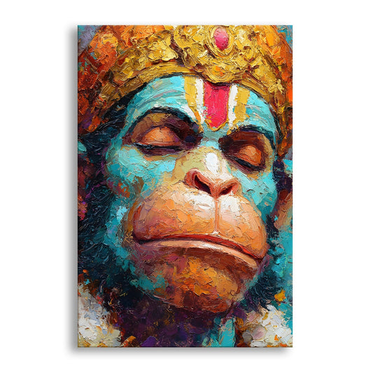Lord Hanuman Devotional Canvas Wall Art Painting for Home Décor