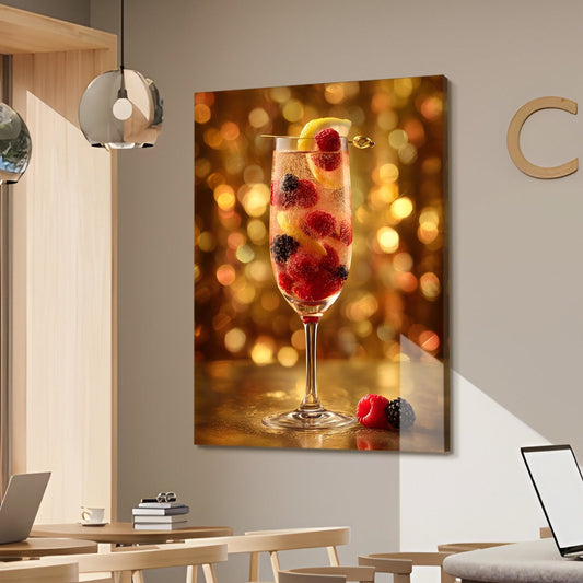 Elegant Berry Cocktail Canvas Wall Art for Kitchen & Bar Décor
