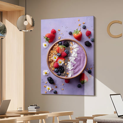 Berry Smoothie Bowl Wall Art – Colorful Kitchen Café Canvas