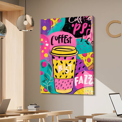 Coffee Cup Pop Art Wall Art – Funky Colorful Café Canvas