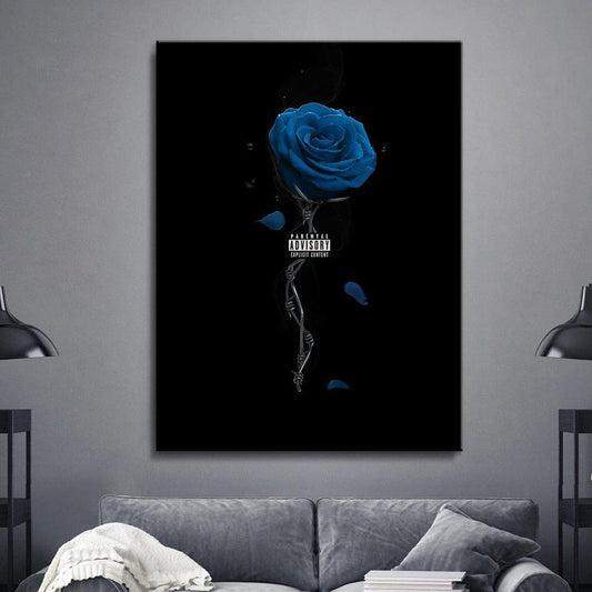 Blue Rose Canvas Wall Art for Home Decor