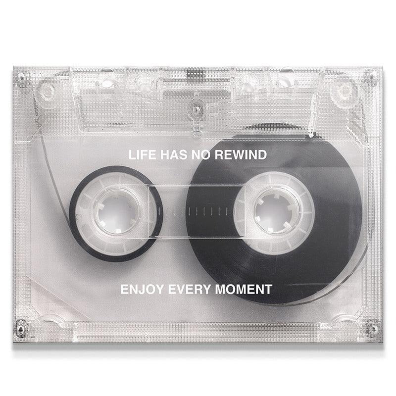 Motivational Retro Cassette Wall Art – Life Has No Rewind, Enjoy Every Moment