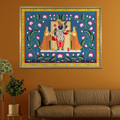 Traditional Shreenathji Pichwai Wall Art Canvas for Home Decor