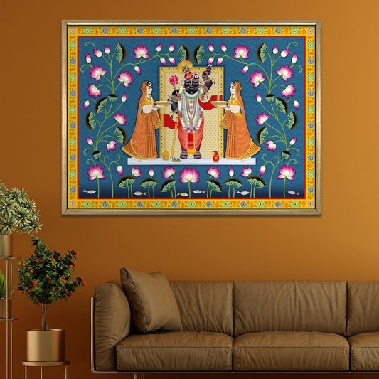 Traditional Shreenathji Pichwai Wall Art Canvas for Home Decor