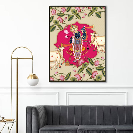 Shreenathji Pichwai Wall Art Traditional Indian Canvas Home Decor