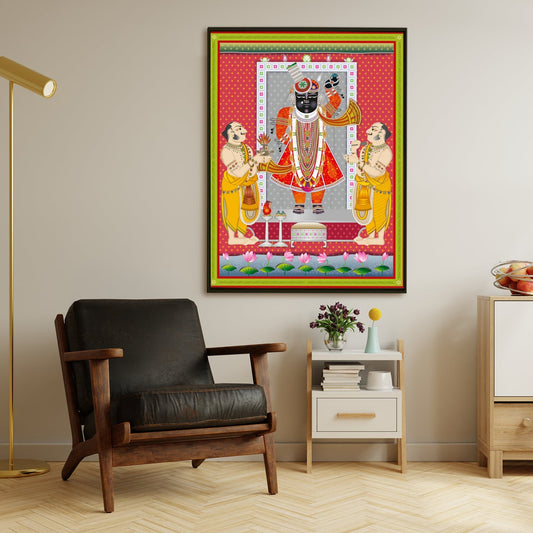 Shreenathji Pichwai Canvas Wall Art Traditional Indian Decor