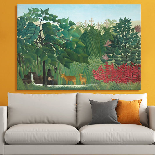Equatorial Forest with Monkeys Henri Rousseau Canvas Wall Art