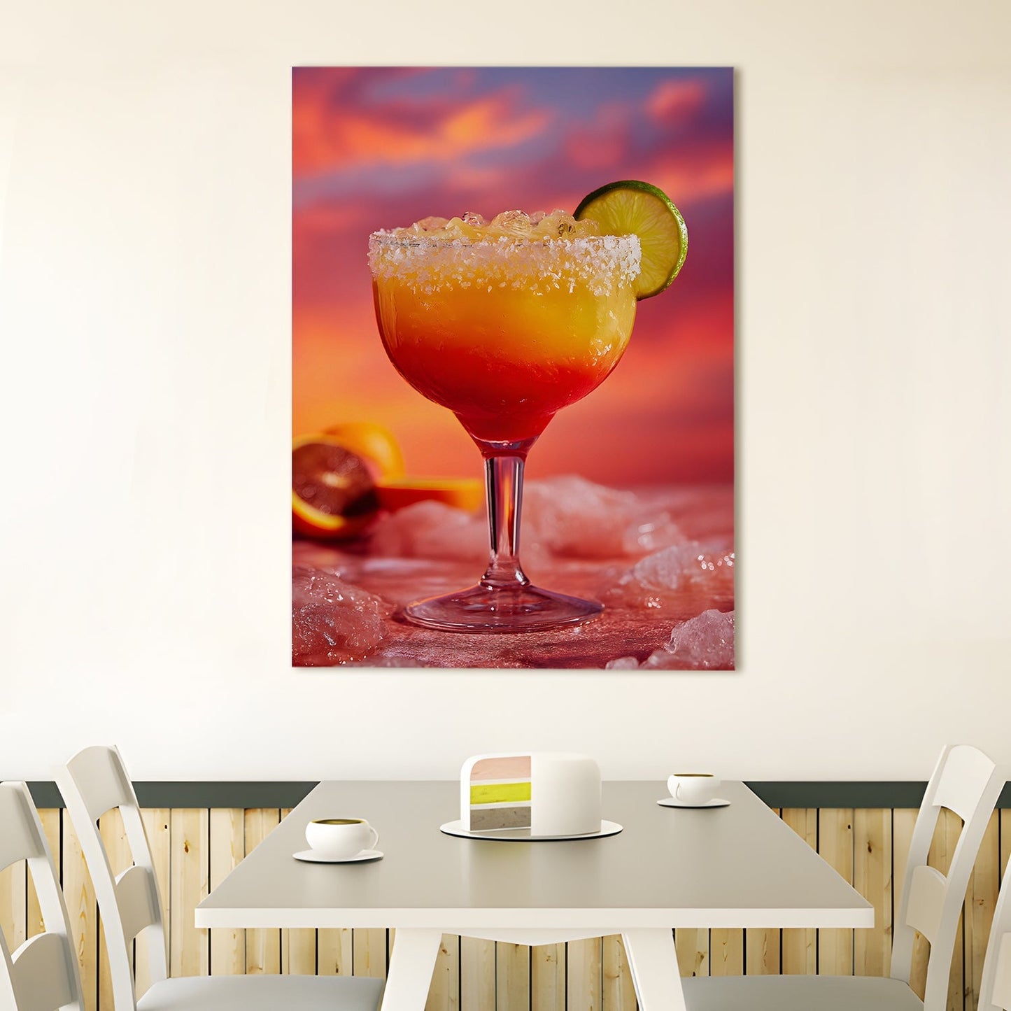 Sunset Margarita Canvas Wall Art for Kitchen & Bar Décor
