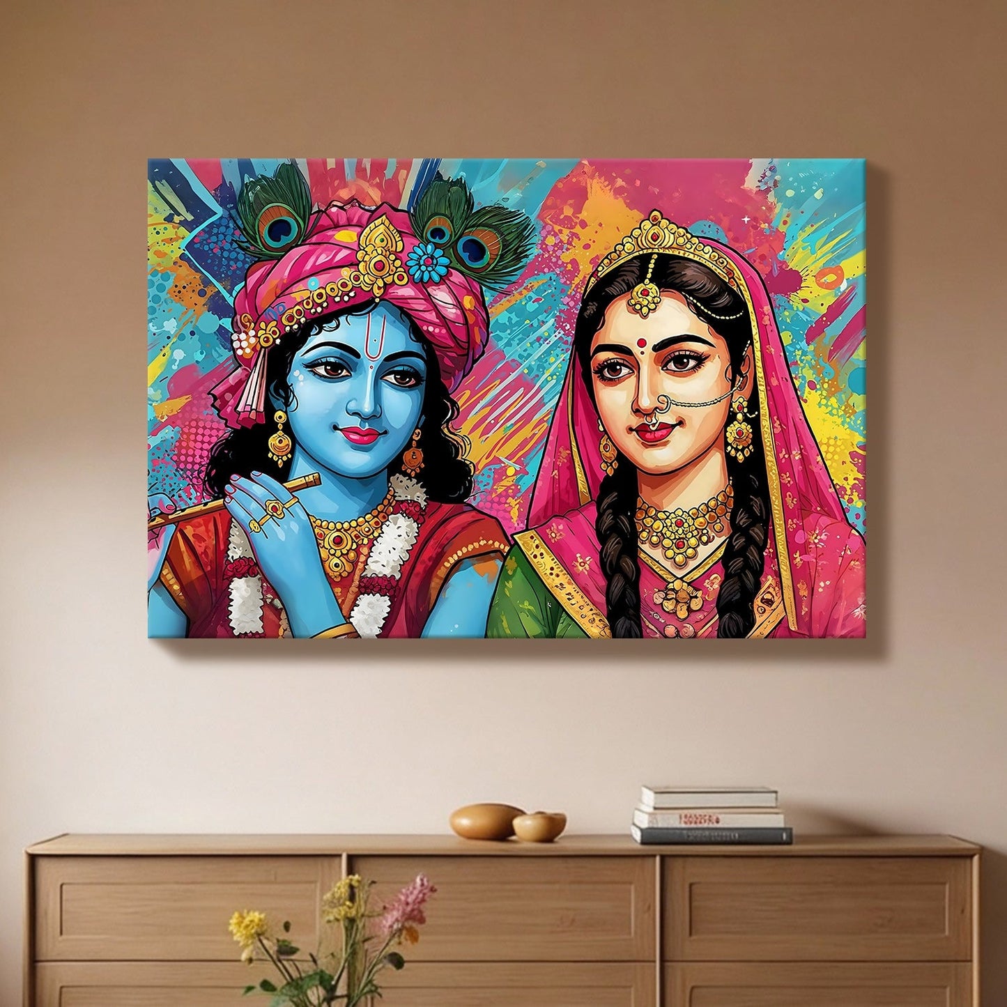 Radha Krishna Divine Serenity Canvas Wall Art for Home Décor