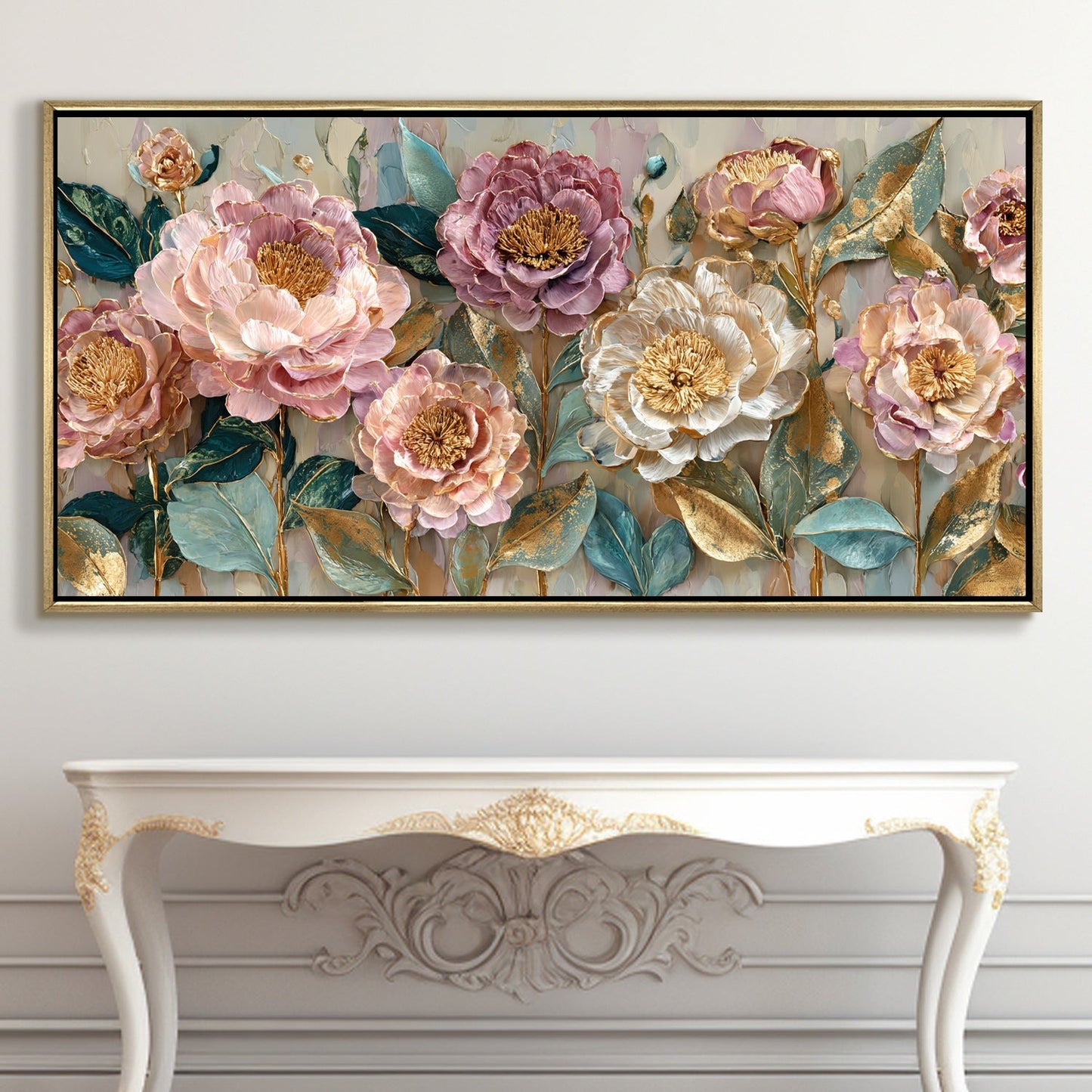 Pastel Bloom Elegance Luxury Floral Canvas Wall Art for Home Decor