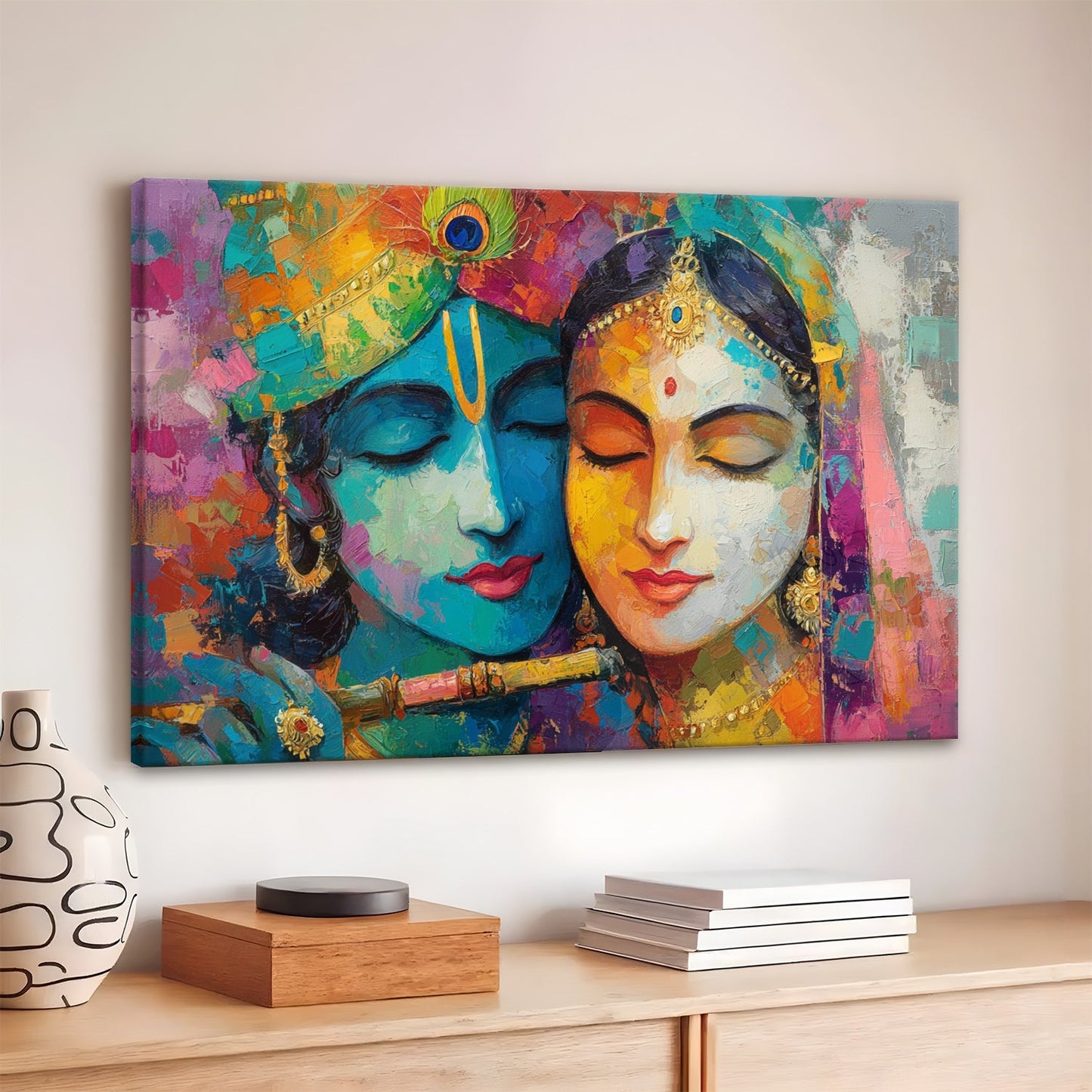 Radha Krishna Sacred Harmony Canvas Wall Art for Home Décor