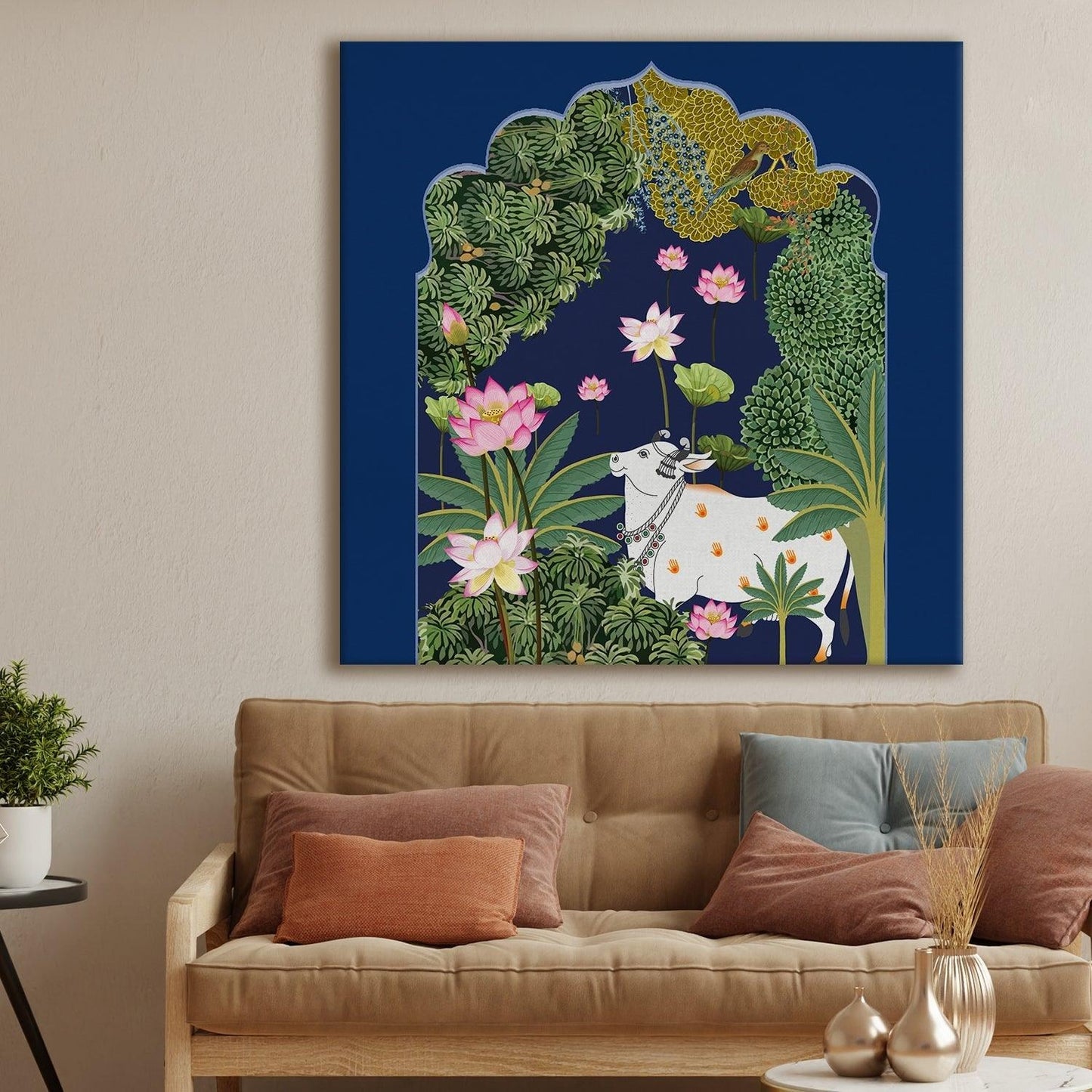 Indian Traditional Pichwai Canvas Painting Wall Art for Home Decor