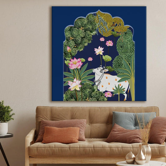 Indian Traditional Pichwai Canvas Painting Wall Art for Home Decor