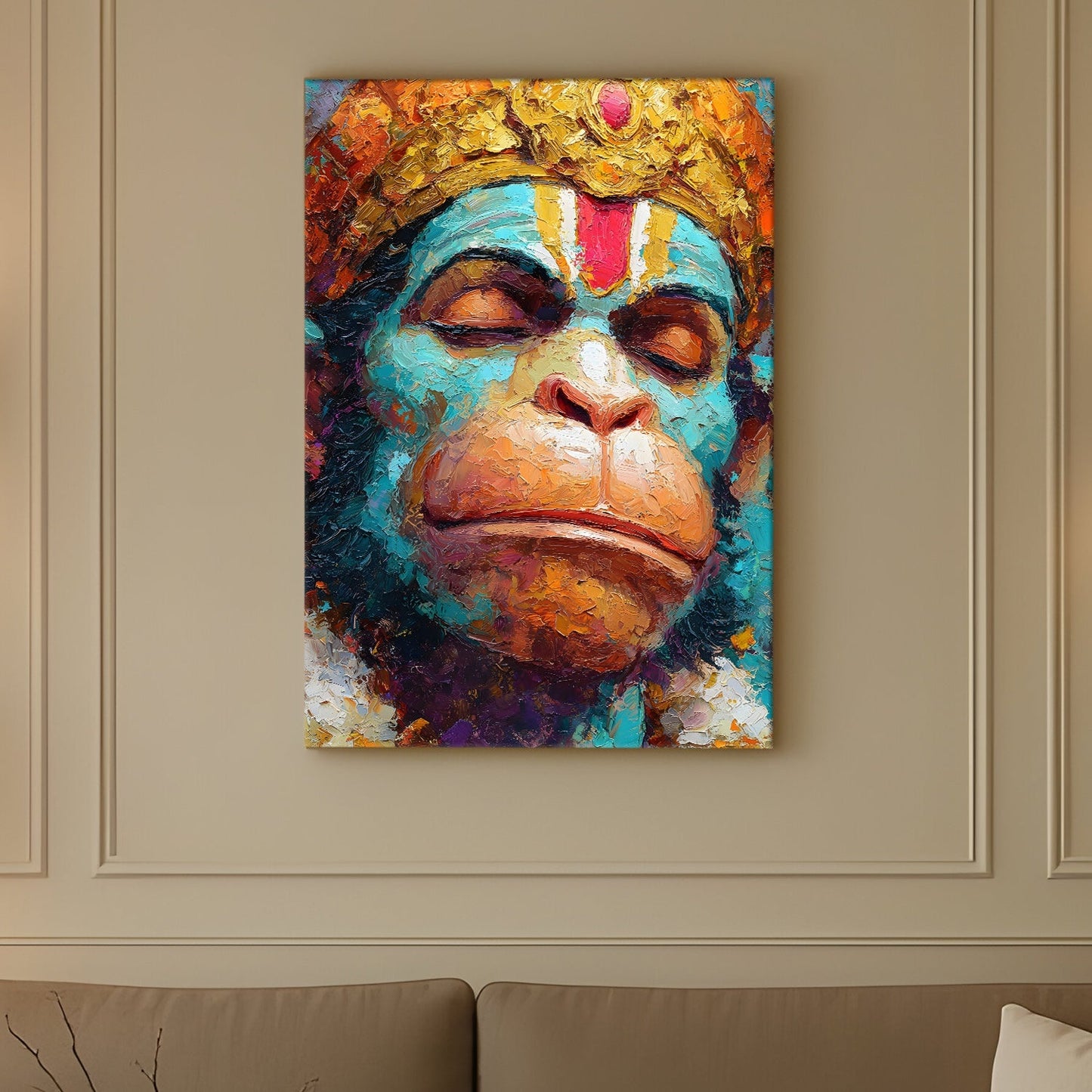 Lord Hanuman Devotional Canvas Wall Art Painting for Home Décor