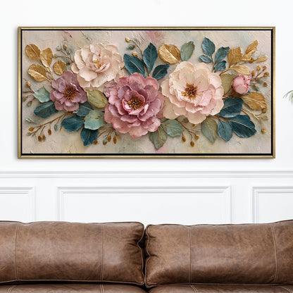 Elegant Pastel Peonies Luxury Floral Canvas Wall Art for Home Decor