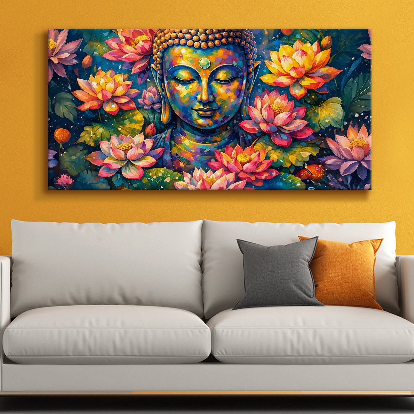 Minimalist Lord Buddha Canvas Painting for Modern Home Décor
