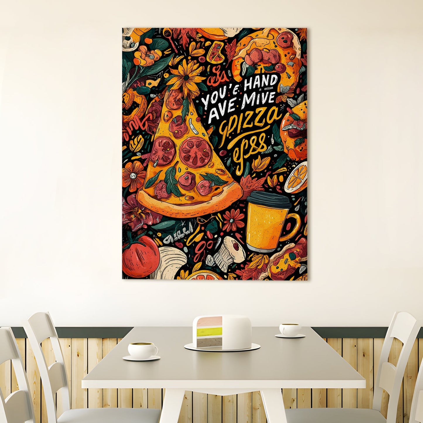 Funky Pop Art Pizza Wall Art – Colorful Food Poster Canvas