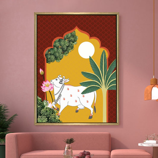 Traditional Pichwai Cow Indian Heritage Canvas Wall Art Decor