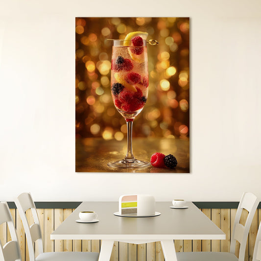 Elegant Berry Cocktail Canvas Wall Art for Kitchen & Bar Décor