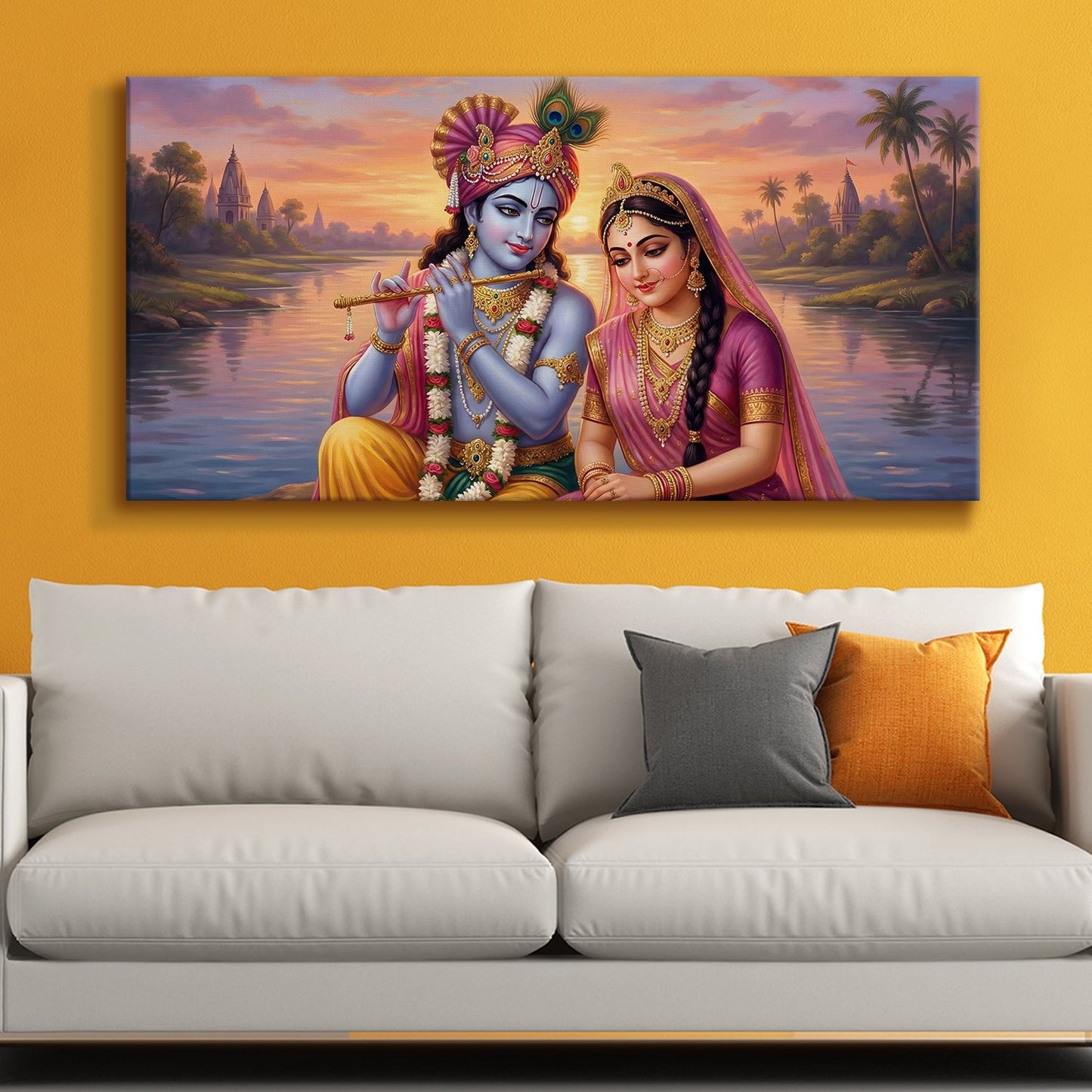 Radha Krishna Divine Harmony Wall Art Canvas for Home Décor