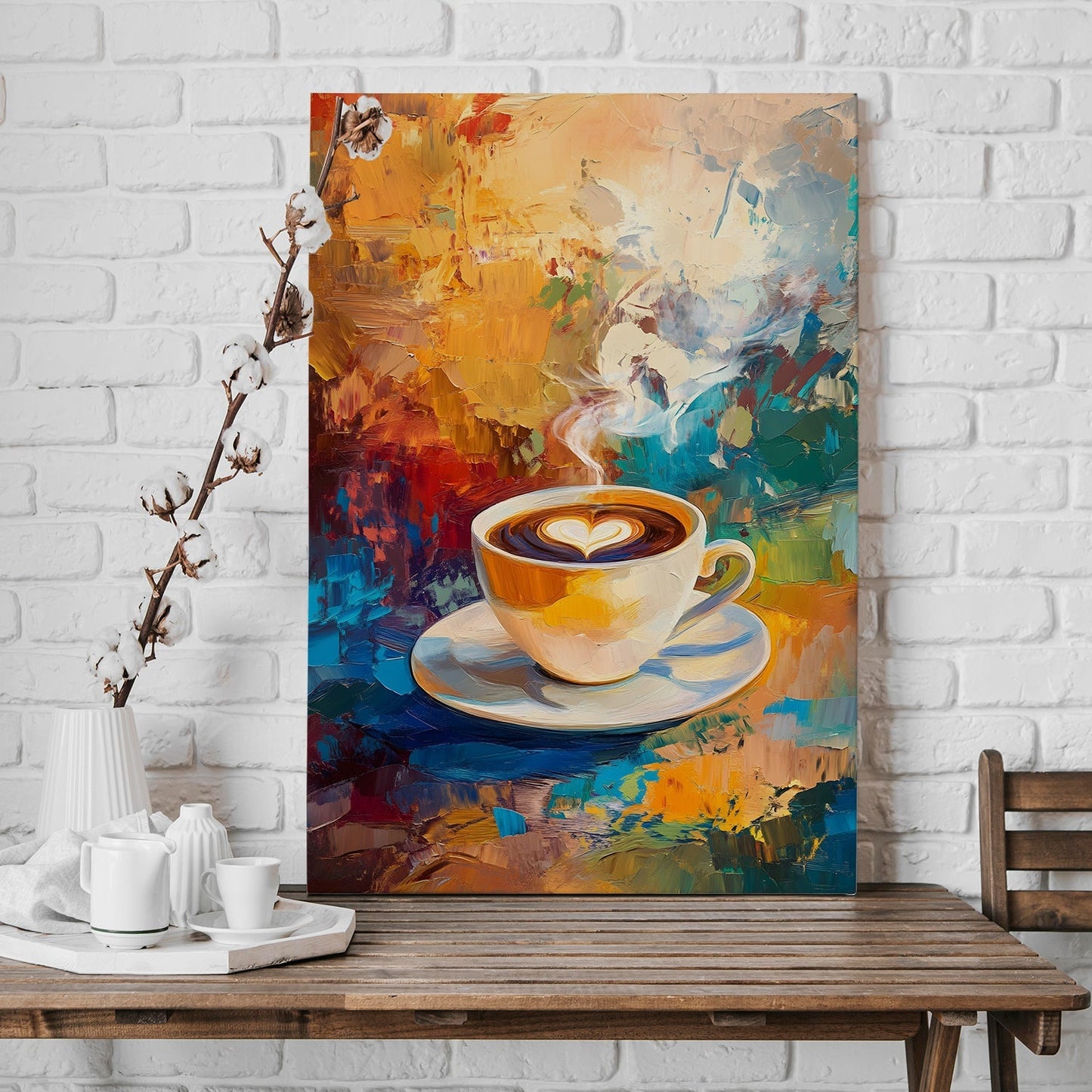 Latte Whispers Canvas Wall Art Painting for Kitchen & Café Décor