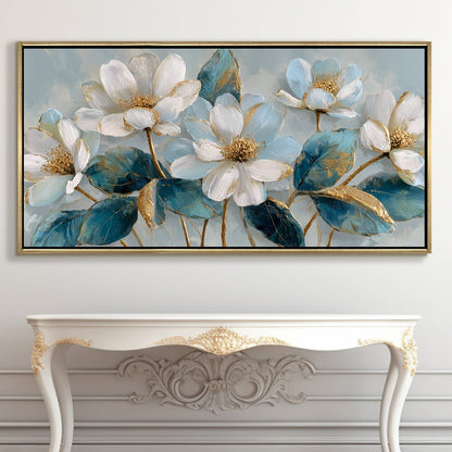 Ivory Bloom Garden Luxury Floral Canvas Wall Art for Elegant Decor