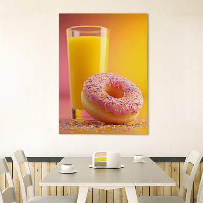 Donut & Orange Juice Wall Art – Fun Café Kitchen Canvas Decor
