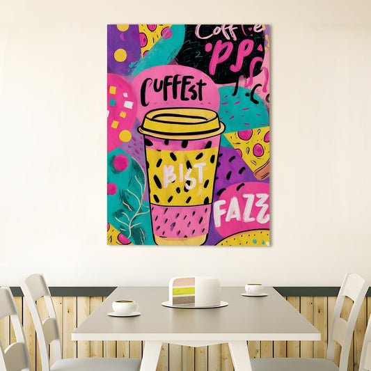 Coffee Cup Pop Art Wall Art – Funky Colorful Café Canvas