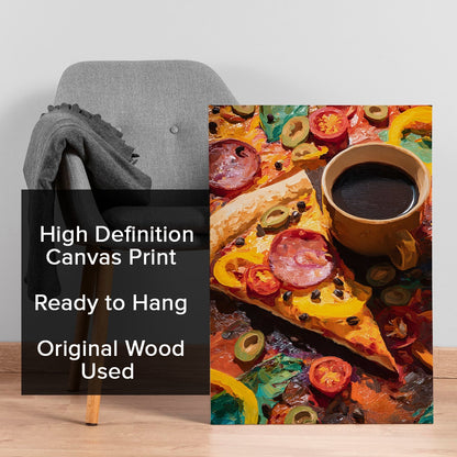 Pizza & Coffee Wall Art – Café Kitchen Dining Canvas Decor