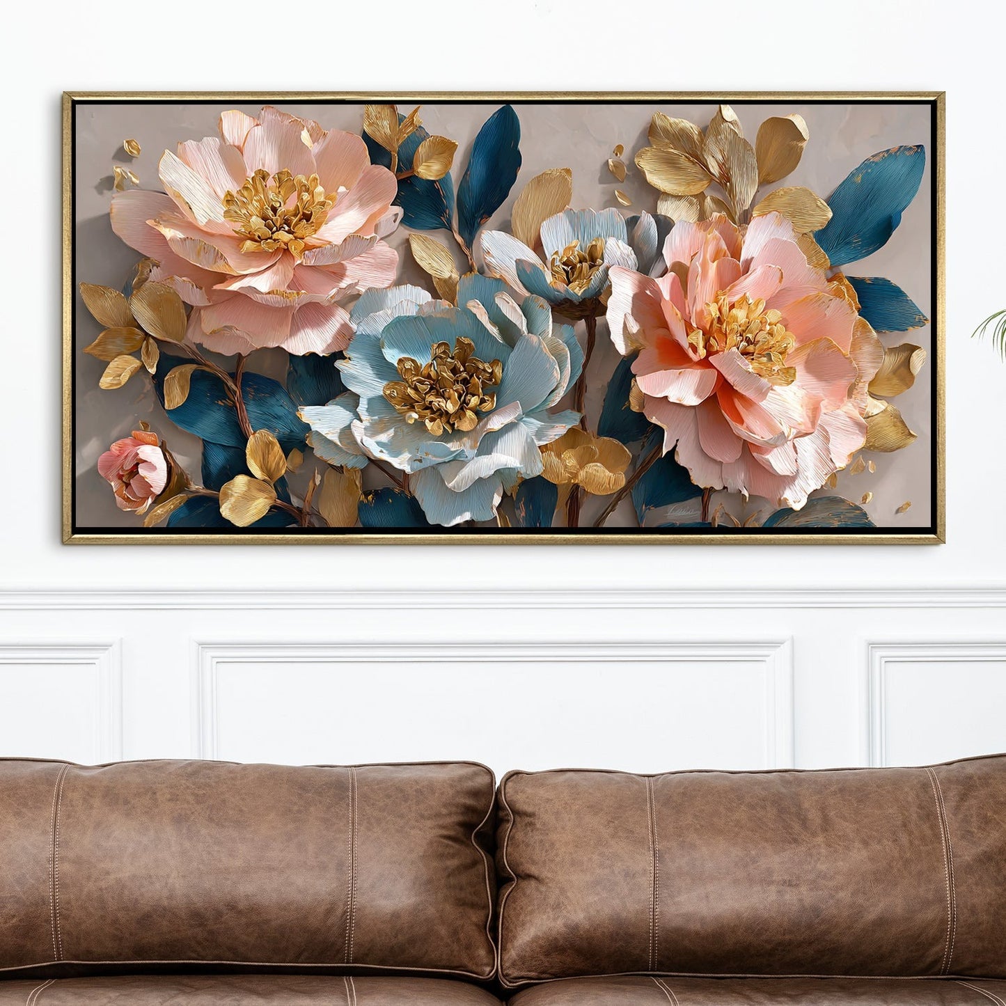 Blush Lotus Bloom Luxury Floral Canvas Wall Art for Elegant Decor