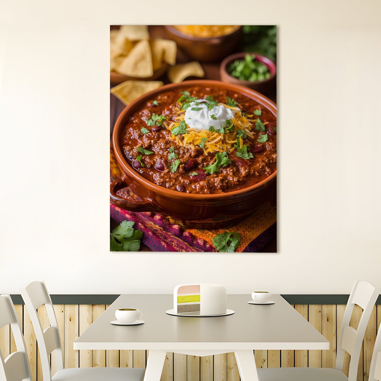 Hearty Chili Con Carne Wall Art – Tex-Mex Kitchen Canvas Decor