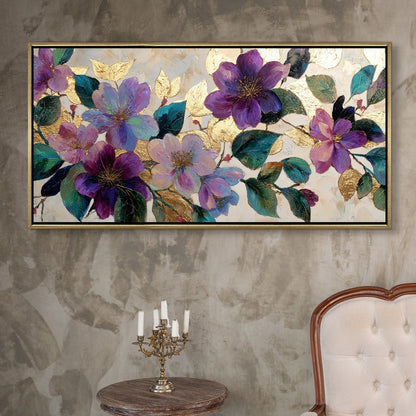 Royal Violet Florals Luxury Floral Canvas Wall Art for Elegant Decor
