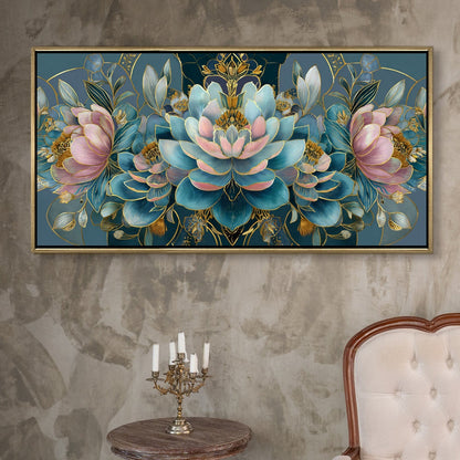 Floral Elegance in Teal, Blush & Gold Luxury Floral Canvas Wall Art (Copy)