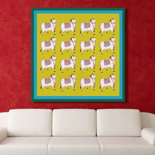 Indian Traditional Pichwai Wall Art Canvas Painting for Home Decor