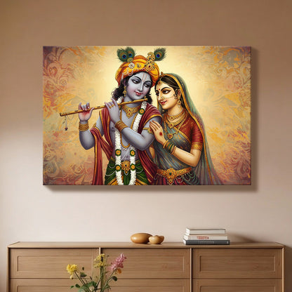 Radha Krishna Blissful Harmony Canvas Wall Art for Home Décor