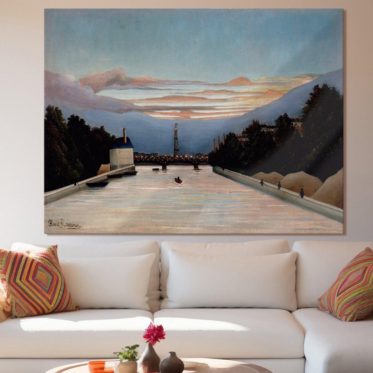 View of the Pont de Sèvres Henri Rousseau Canvas Wall Art Decor