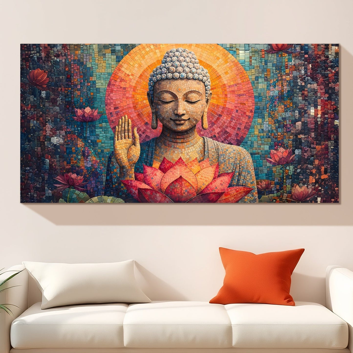 Stylish Lord Buddha Canvas Painting for Peaceful Home Décor