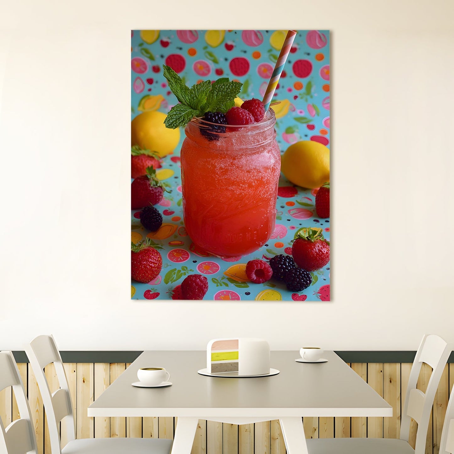 Fruity Summer Drink Canvas Wall Art for Kitchen & Café Décor