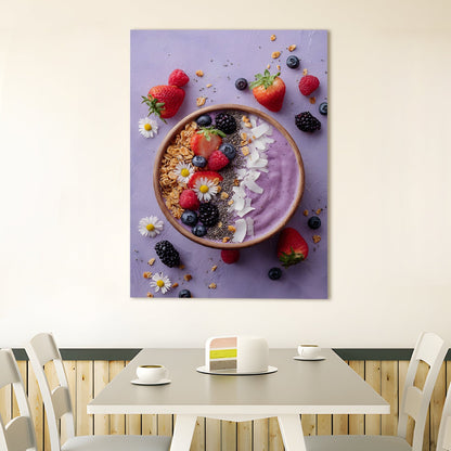Berry Smoothie Bowl Wall Art – Colorful Kitchen Café Canvas