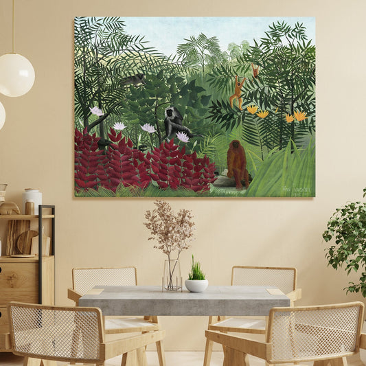 Monkeys in the Jungle Henri Rousseau Canvas Wall Art Decor