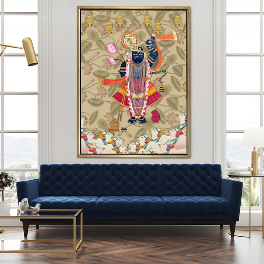 Shreenathji Pichwai Canvas Wall Art Traditional Indian Decor