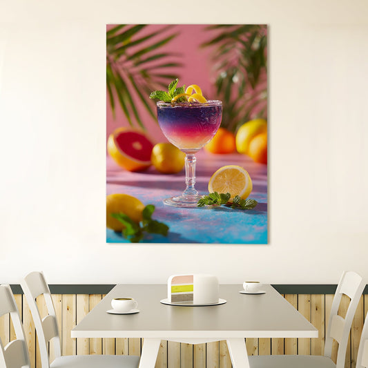 Vibrant Tropical Cocktail Canvas Wall Art for Kitchen & Bar