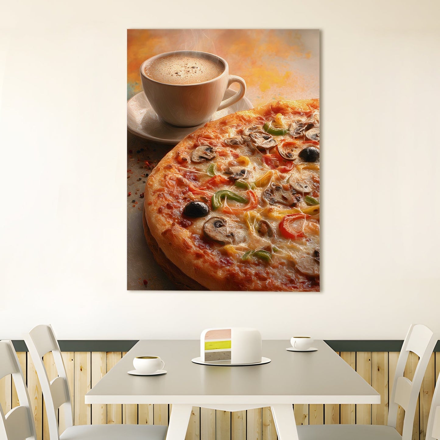 Pizza & Coffee Wall Art – Kitchen Café Restaurant Canvas Decor