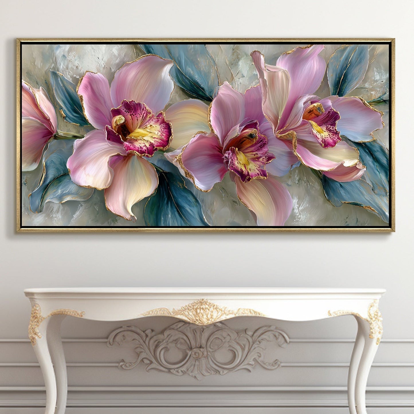 Cattleya Orchid Style Flower Wall Art Elegant Floral Canvas Decor
